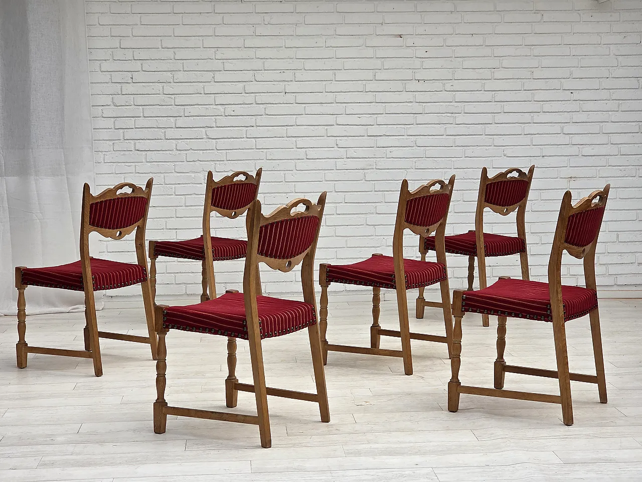6 Danish dining chairs oak wood, 1970s 2