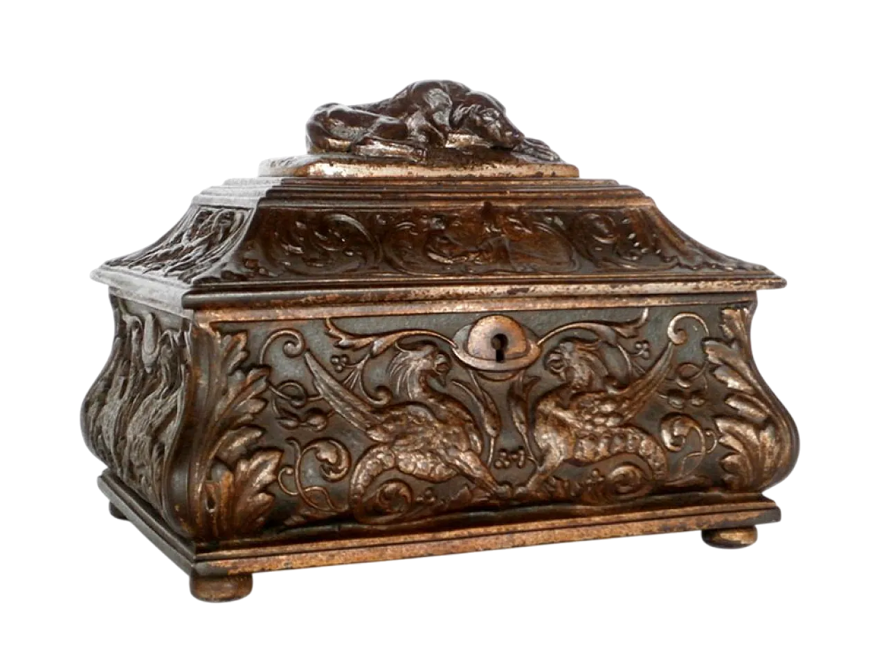 Greyhound Box in Griffins Metal from Ilsenburg, 19th century 11