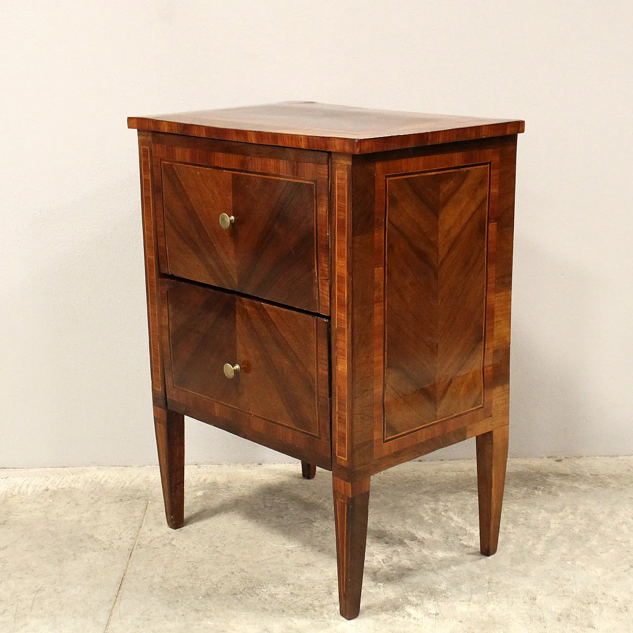 Barojek drawer in inlaid walnut Louis XVI style, 19th century 4