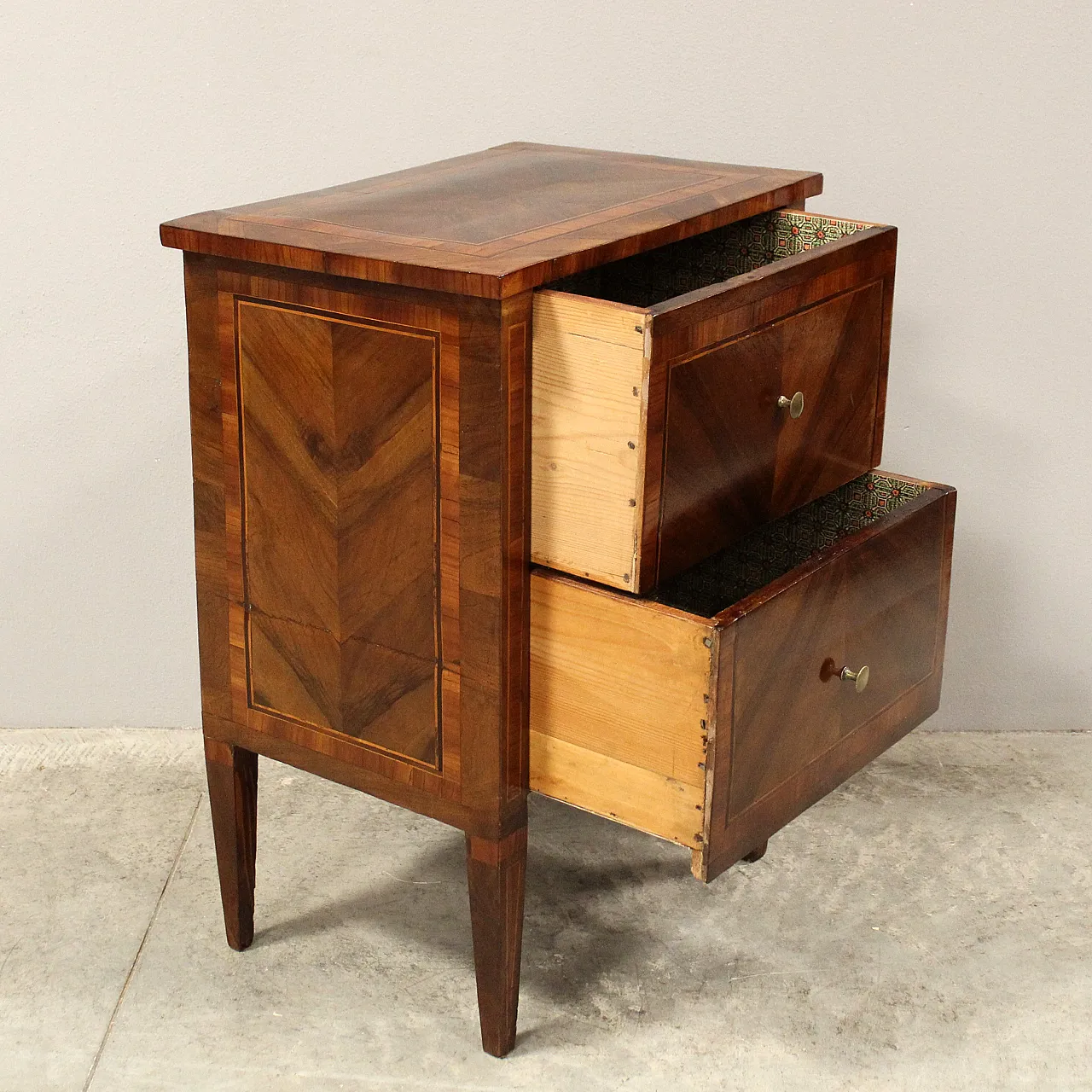 Barojek drawer in inlaid walnut Louis XVI style, 19th century 5