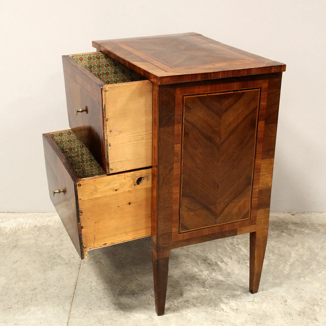 Barojek drawer in inlaid walnut Louis XVI style, 19th century 6