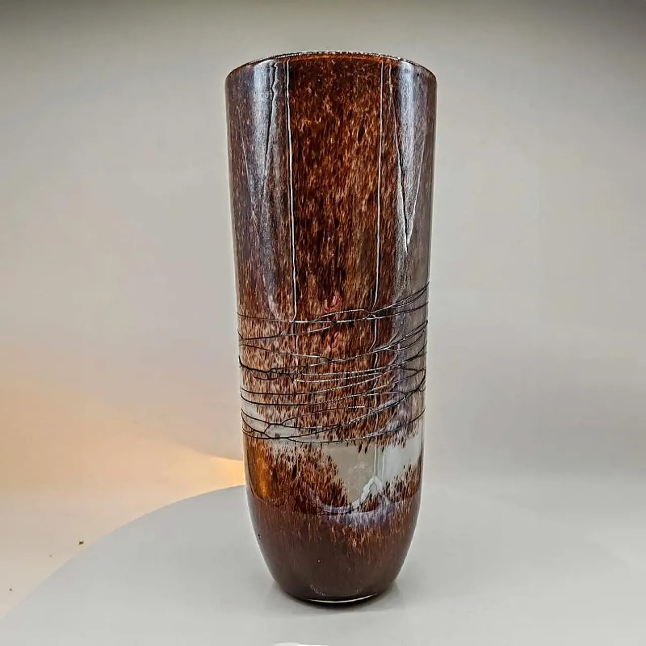 Jacketed vase in Murano glass with silver finishes, 1970s 4