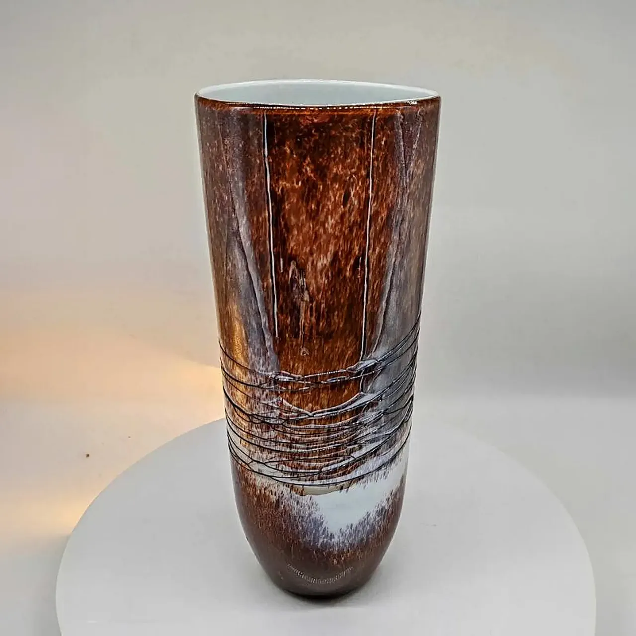 Jacketed vase in Murano glass with silver finishes, 1970s 5