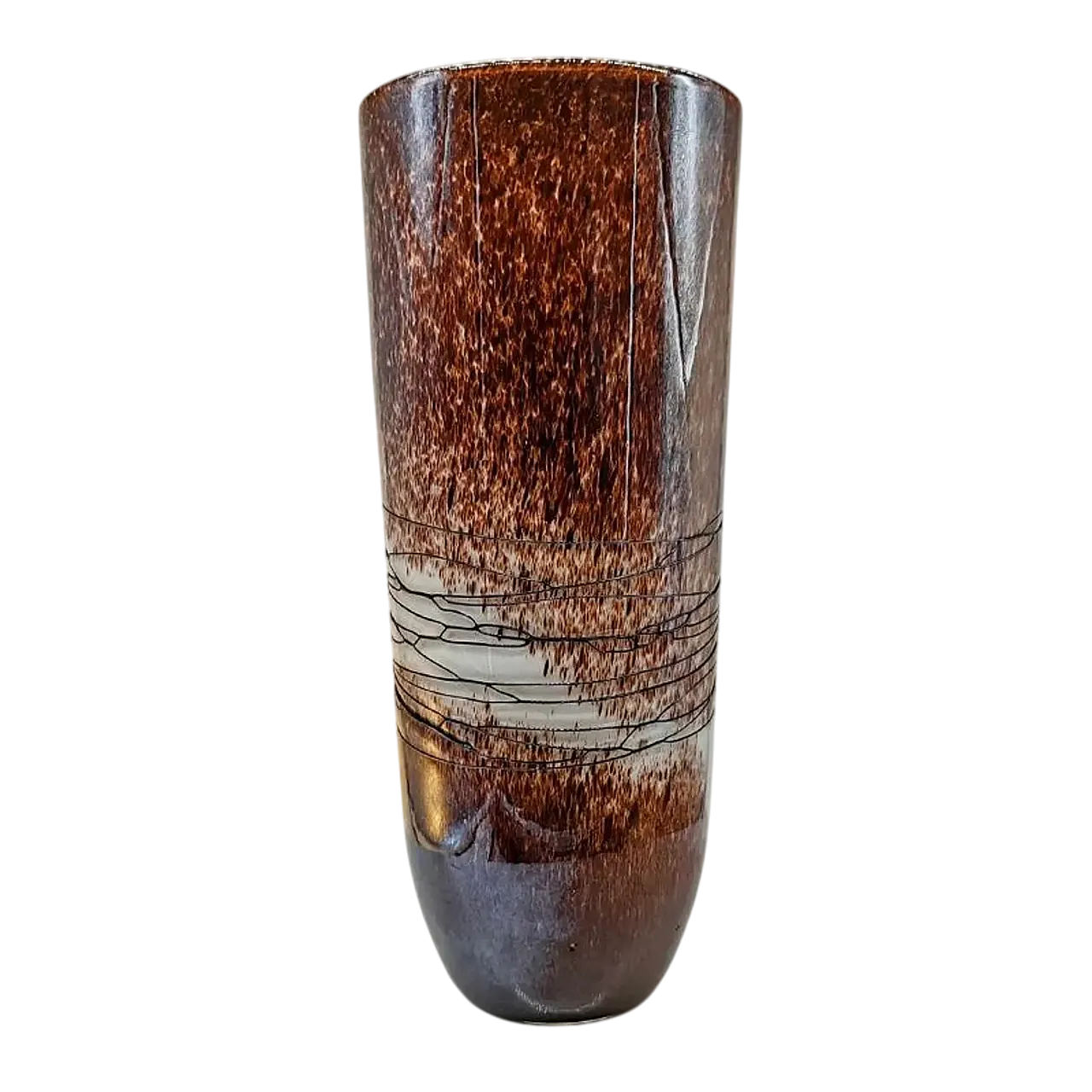 Jacketed vase in Murano glass with silver finishes, 1970s 7