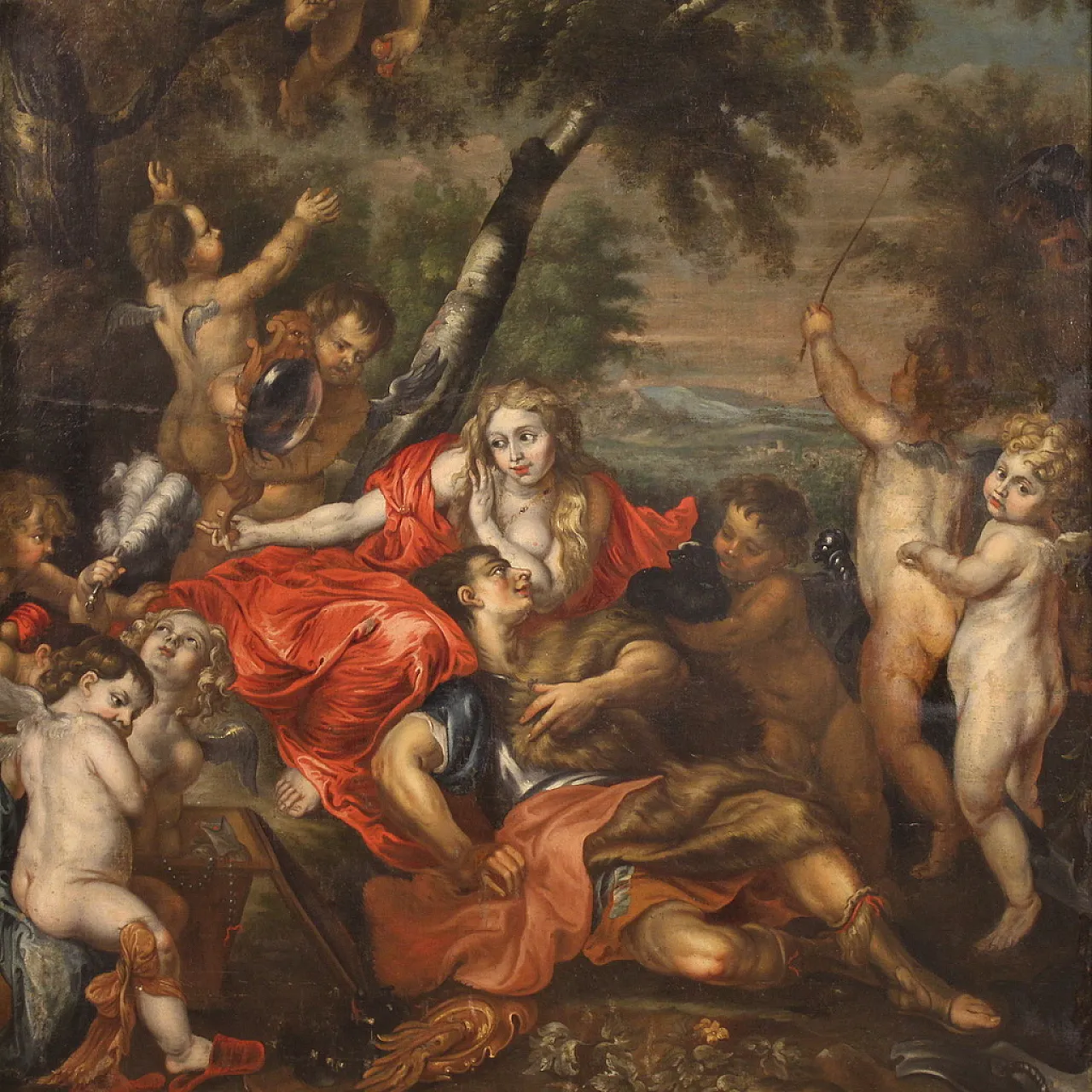 Mythological painting, allegory of Venus and Mars, 17th century 1