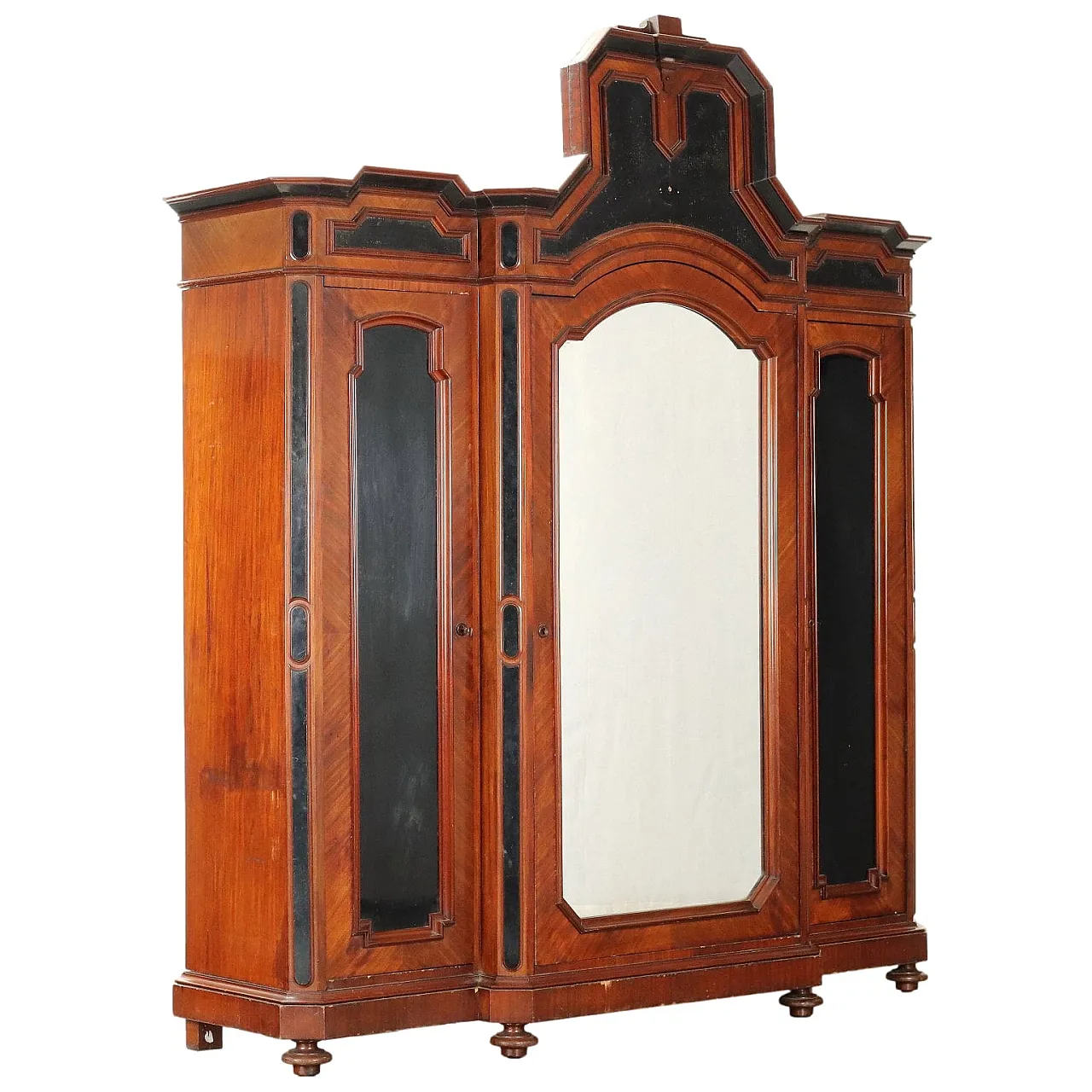 Armadio Umbertino a tre ante con specchio, '800 1