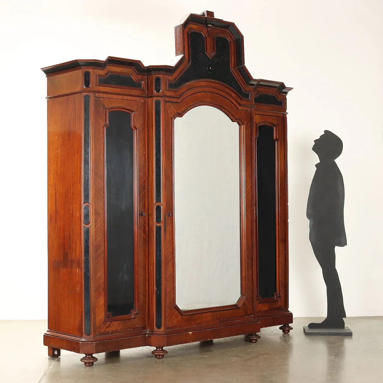 Armadio Umbertino a tre ante con specchio, '800 2