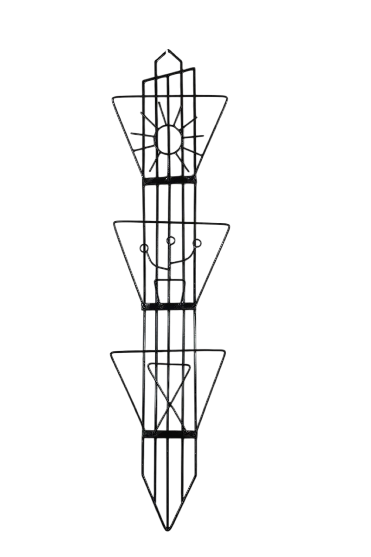 Black Iron wall magazine rack Mid-Century Modern, 1950s 9