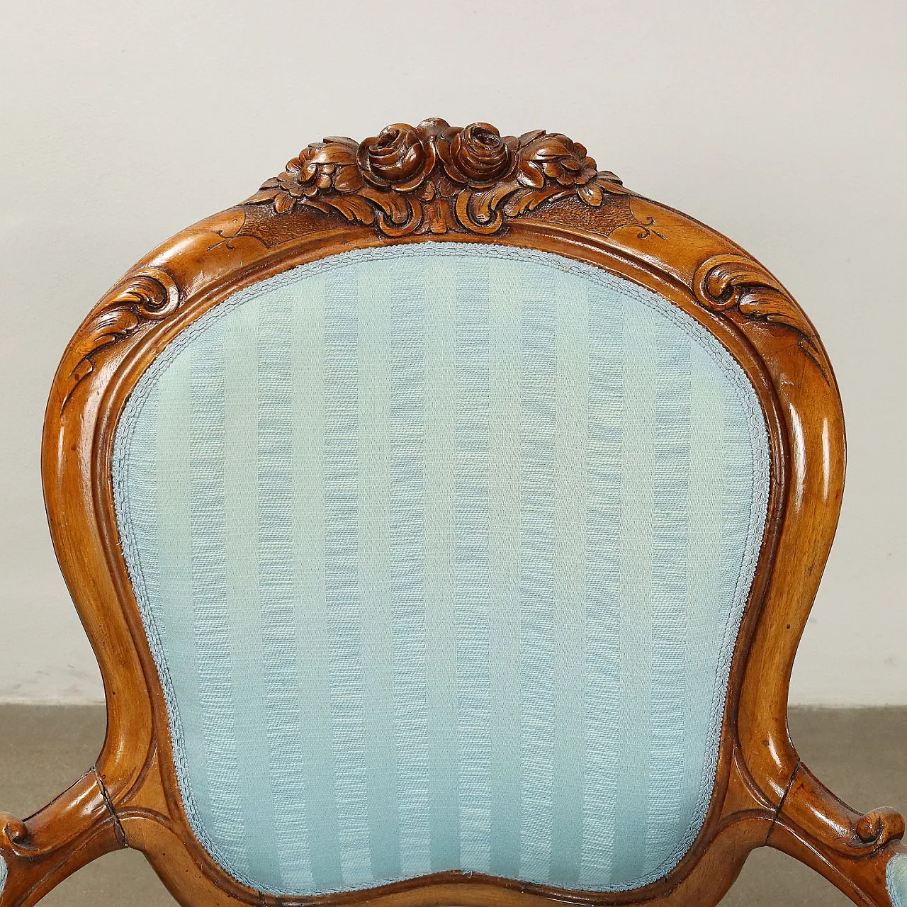 Louis Philippe walnut armchair and pair of chairs, mid-19th century 3