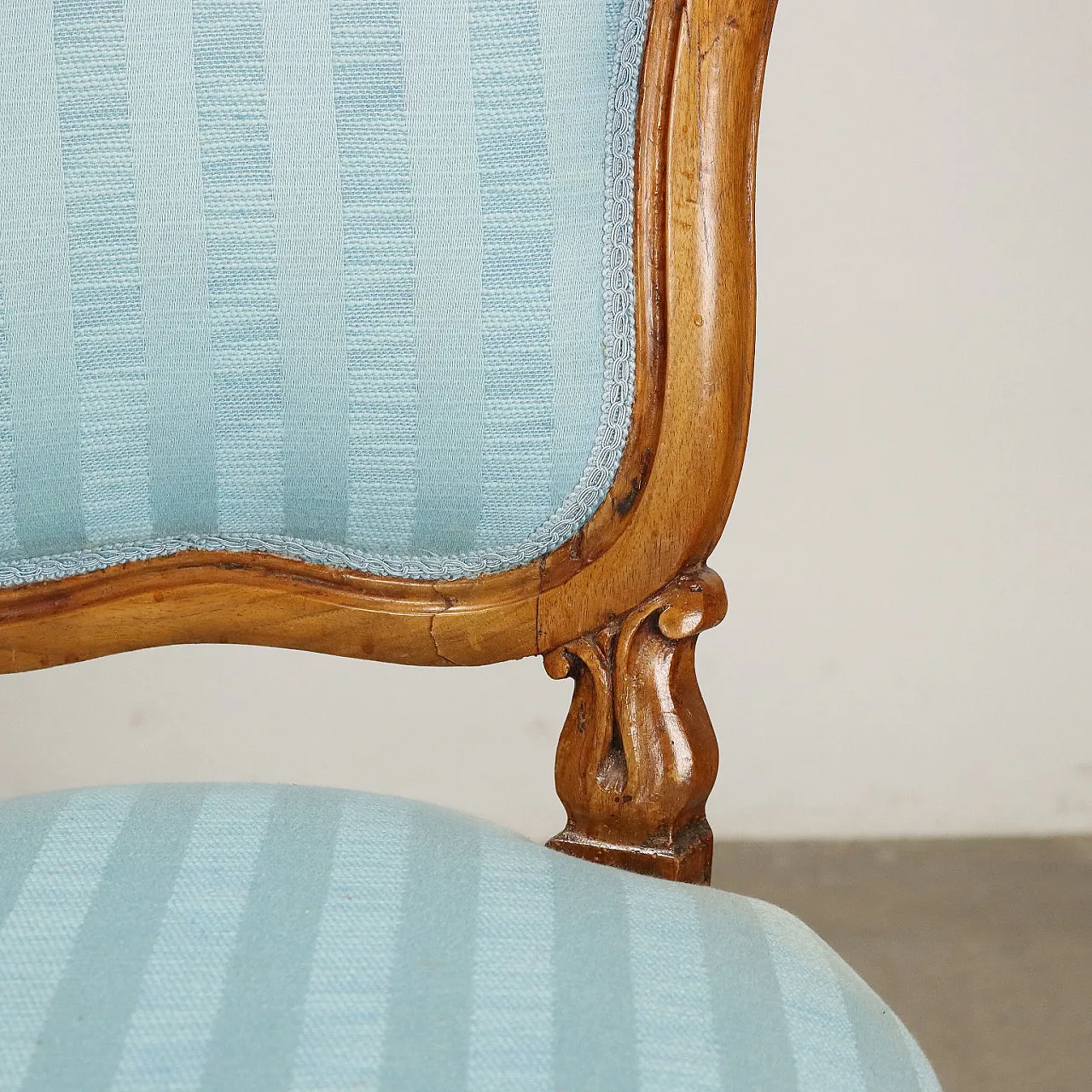 Louis Philippe walnut armchair and pair of chairs, mid-19th century 5