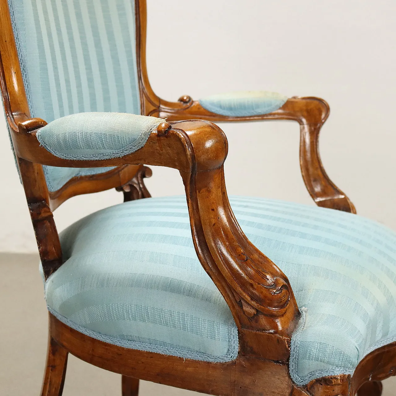 Louis Philippe walnut armchair and pair of chairs, mid-19th century 6