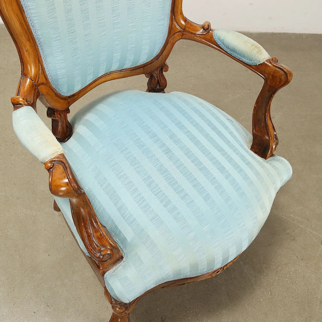 Louis Philippe walnut armchair and pair of chairs, mid-19th century 8