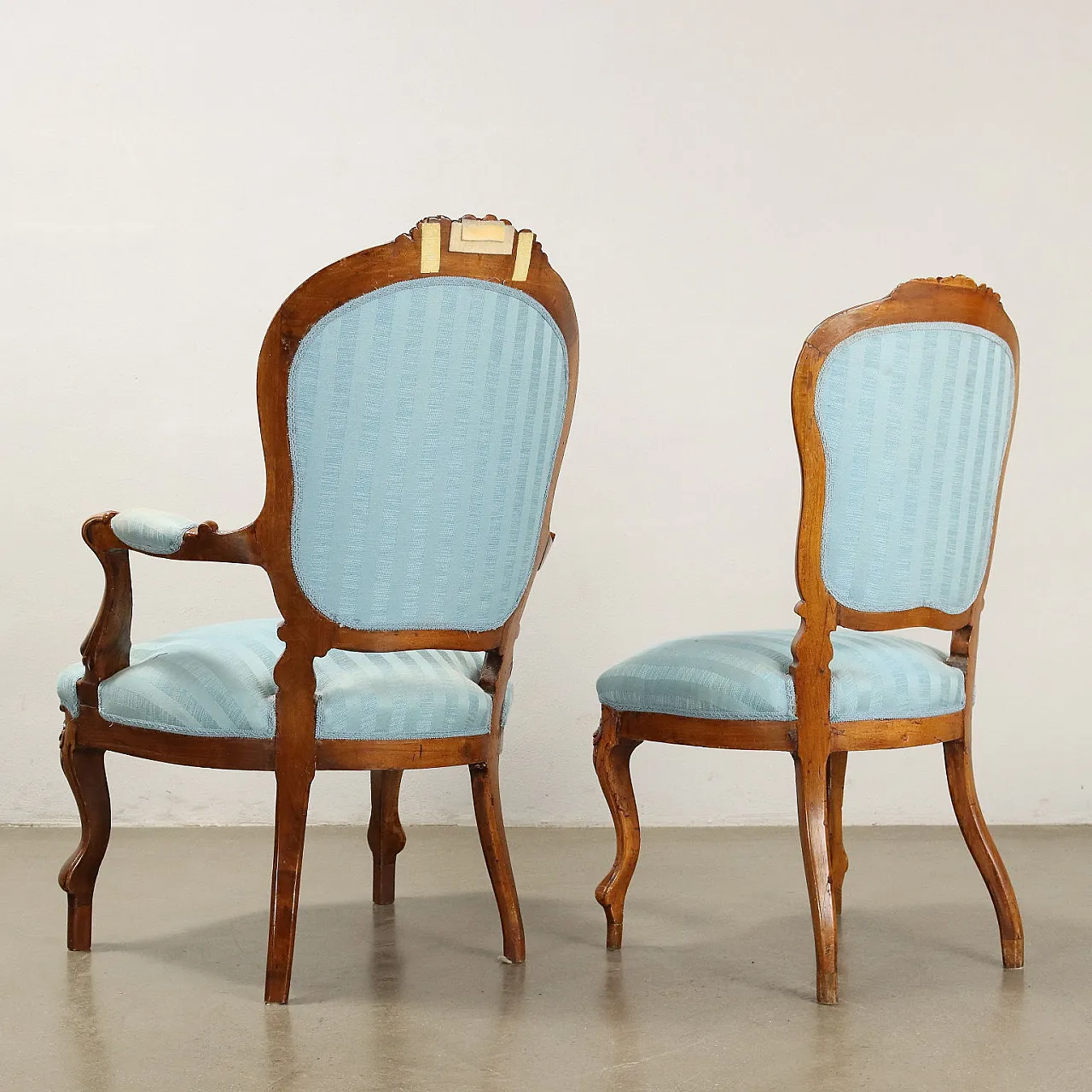 Louis Philippe walnut armchair and pair of chairs, mid-19th century 10