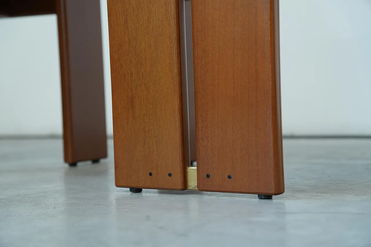 Africa leather and walnut chair by Afra and Tobia Scarpa, 1970s 8