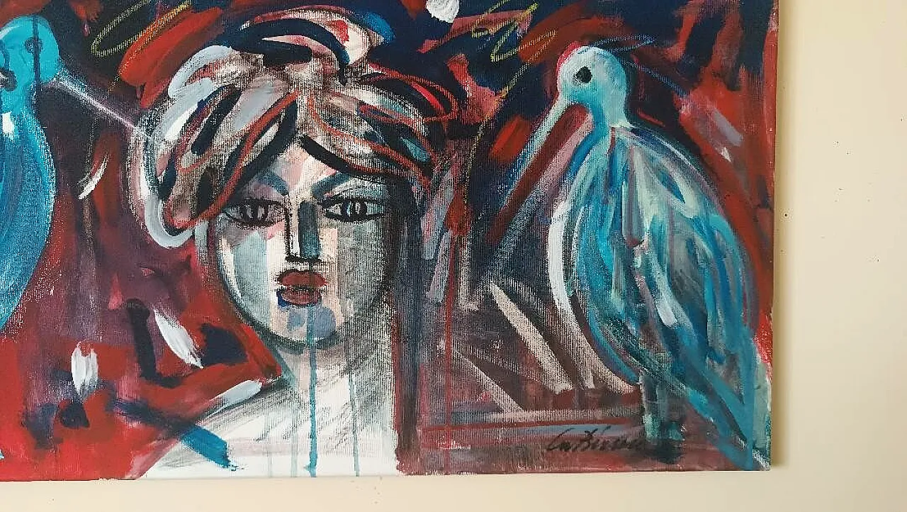 Abstract figurative painting by Dino La Bianca, late 20th century 3