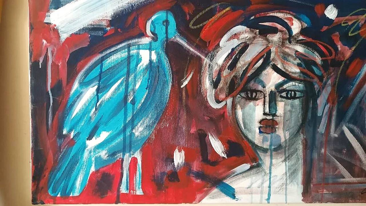 Abstract figurative painting by Dino La Bianca, late 20th century 4