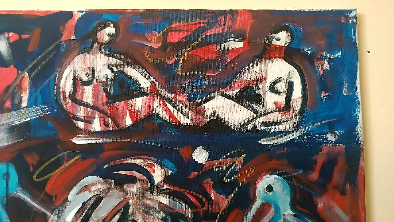 Abstract figurative painting by Dino La Bianca, late 20th century 5
