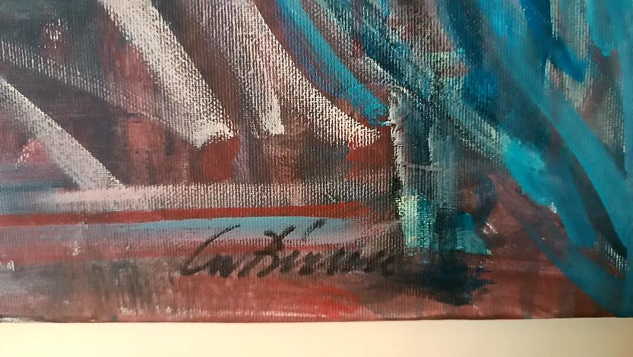 Abstract figurative painting by Dino La Bianca, late 20th century 8