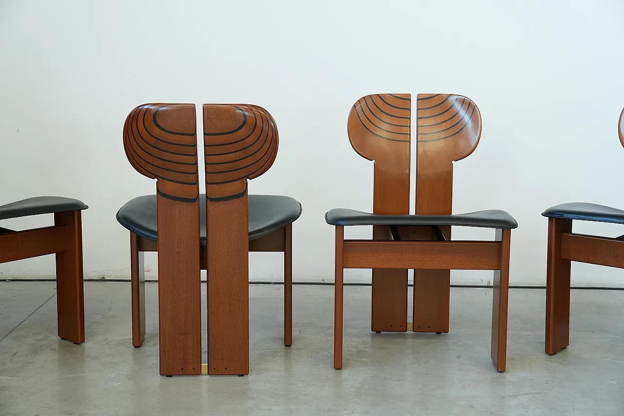 Africa leather and walnut chair by Afra and Tobia Scarpa, 1970s 12