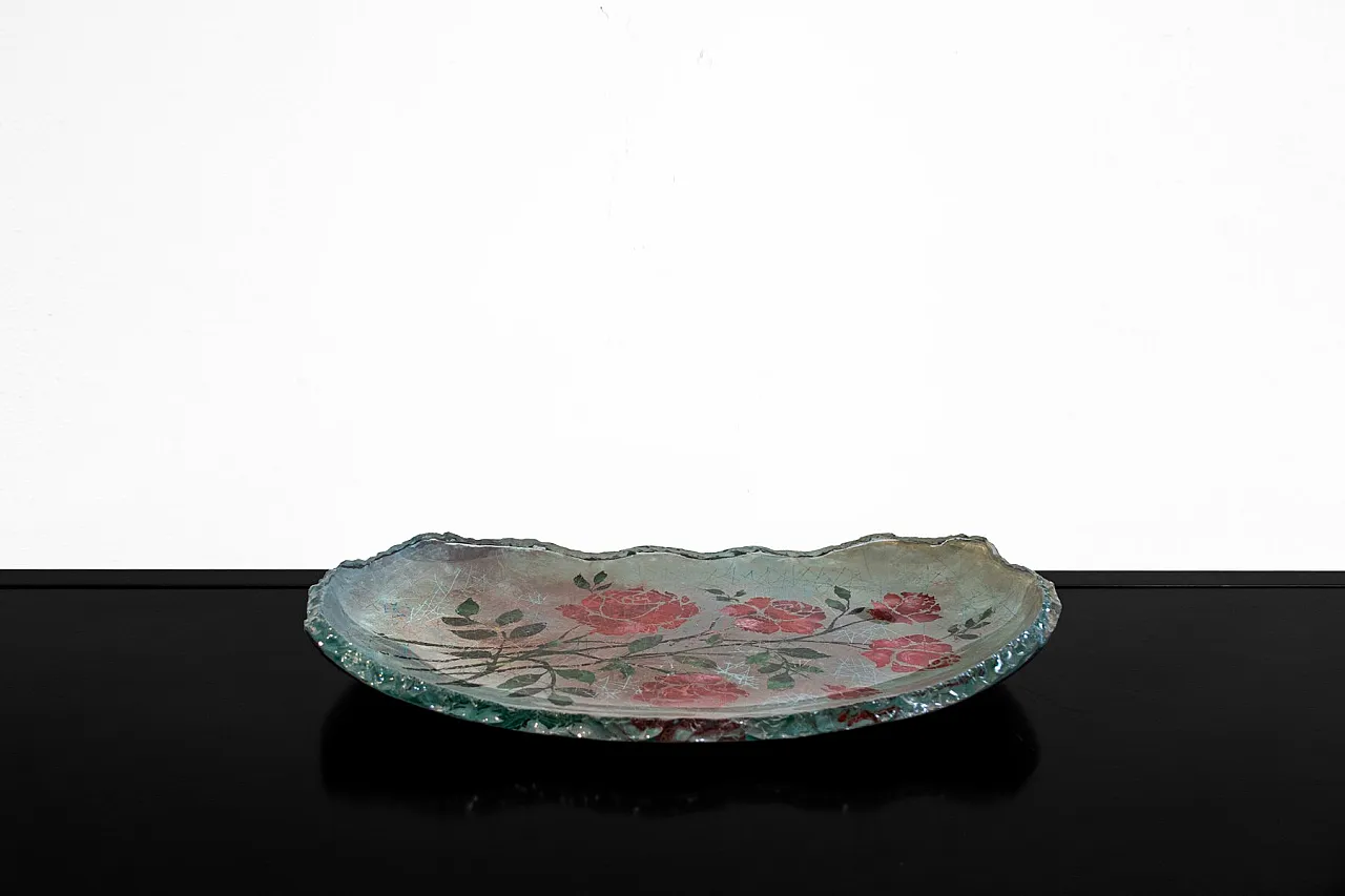 Centrotavola grande in vetro spesso, anni '50 2