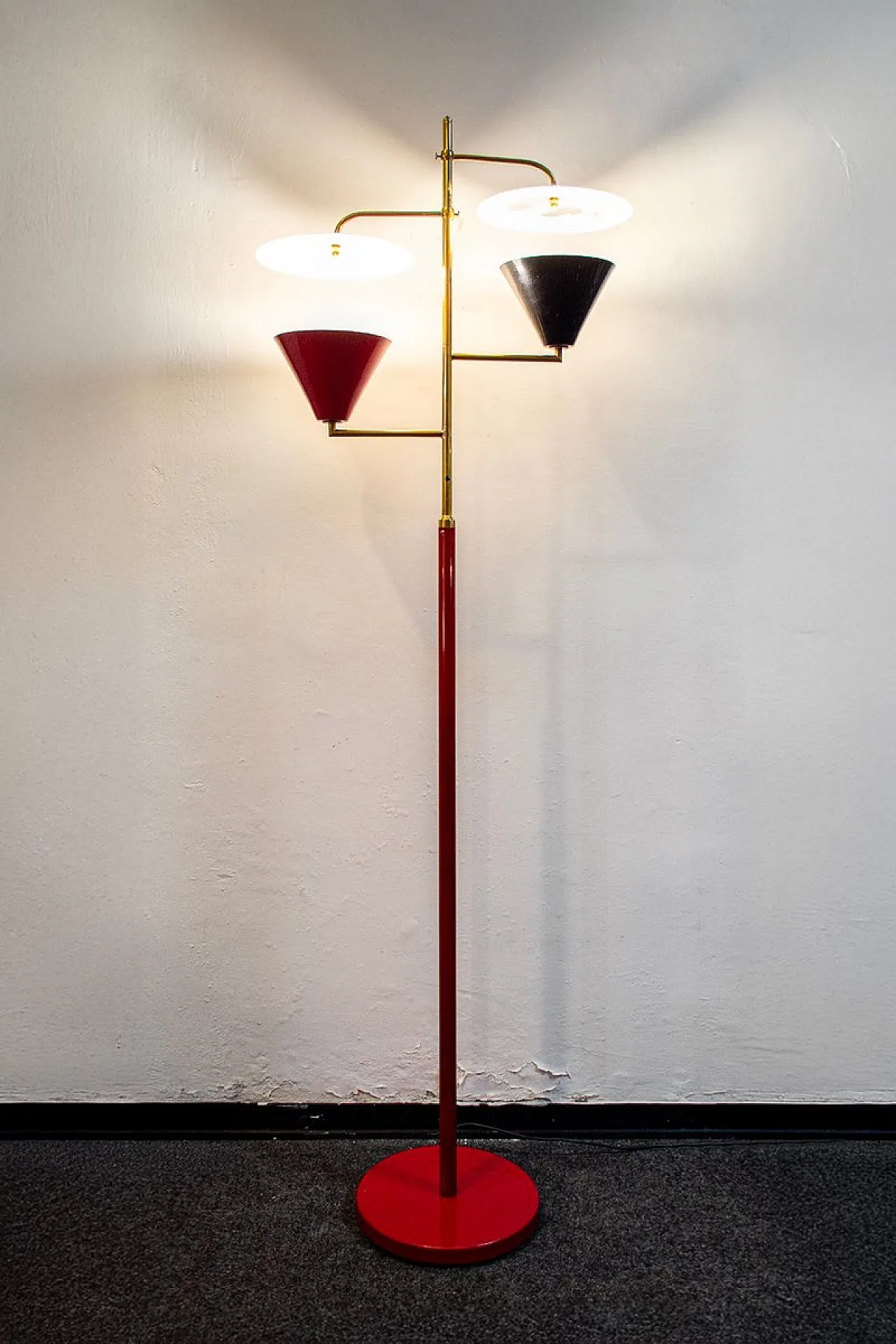 Lampada da terra a due luci di Stilnovo, anni '50 2