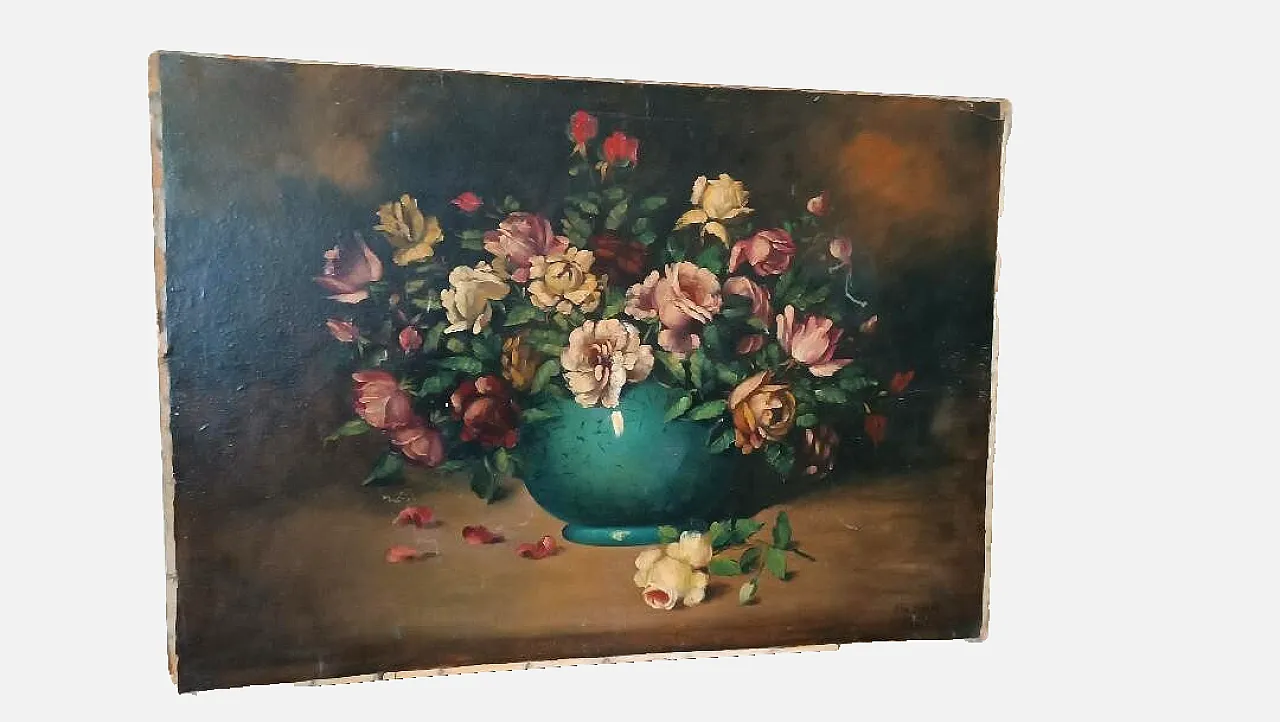 Vase with Archico flowers, oil on canvas, late 19th century 1
