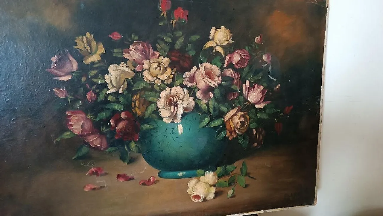 Vase with Archico flowers, oil on canvas, late 19th century 5