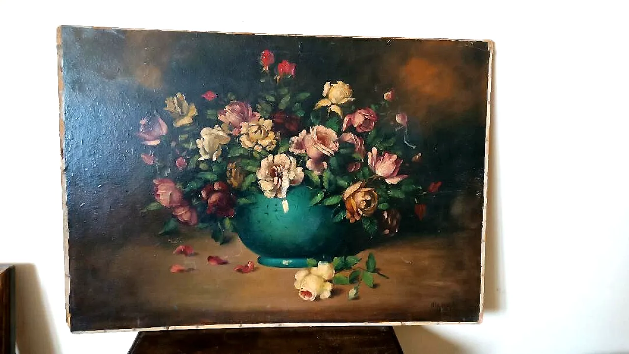 Vase with Archico flowers, oil on canvas, late 19th century 6