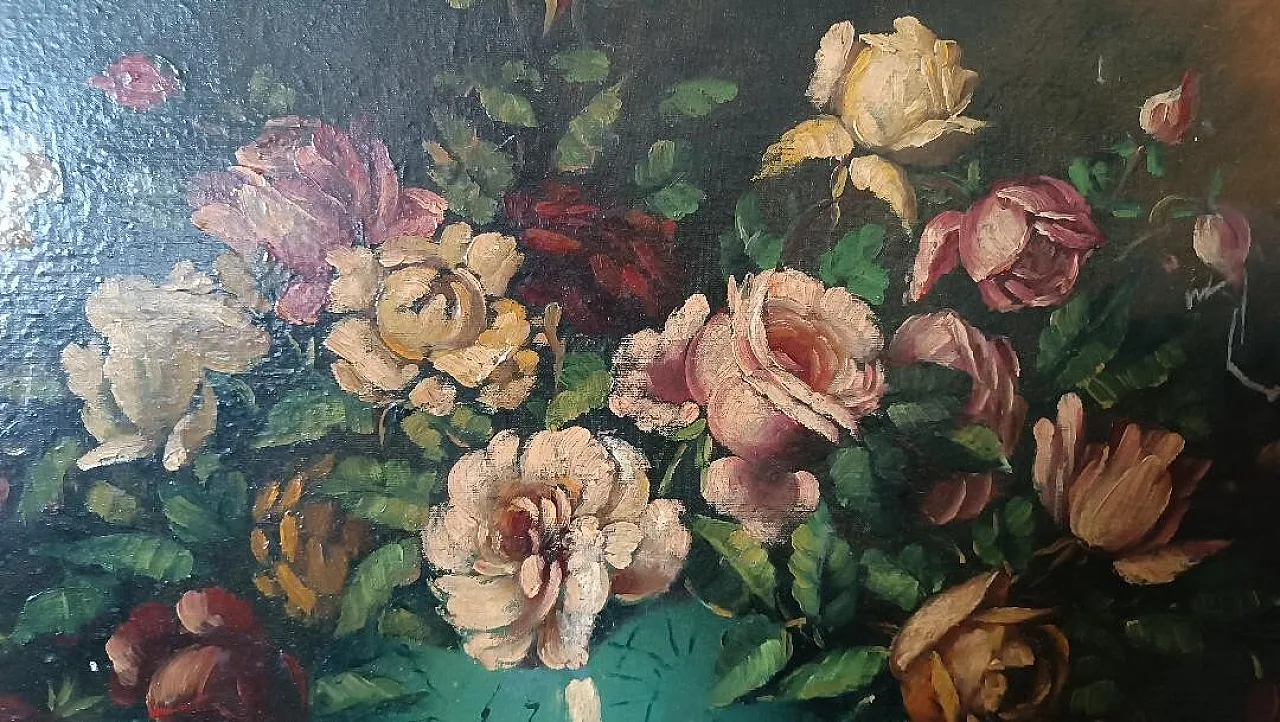 Vase with Archico flowers, oil on canvas, late 19th century 8