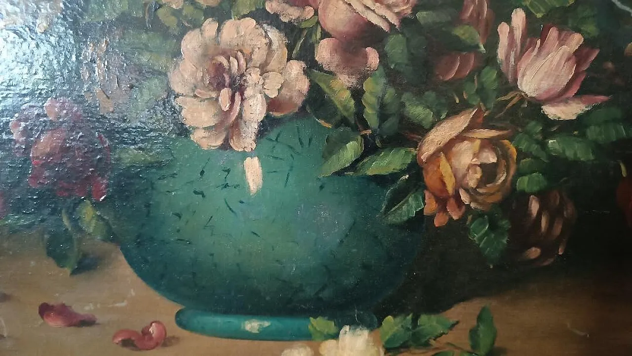 Vase with Archico flowers, oil on canvas, late 19th century 9