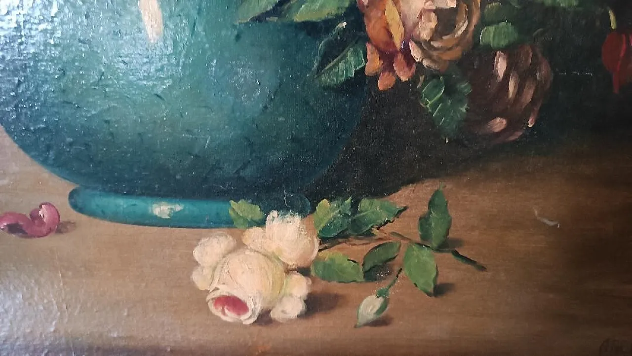 Vase with Archico flowers, oil on canvas, late 19th century 10