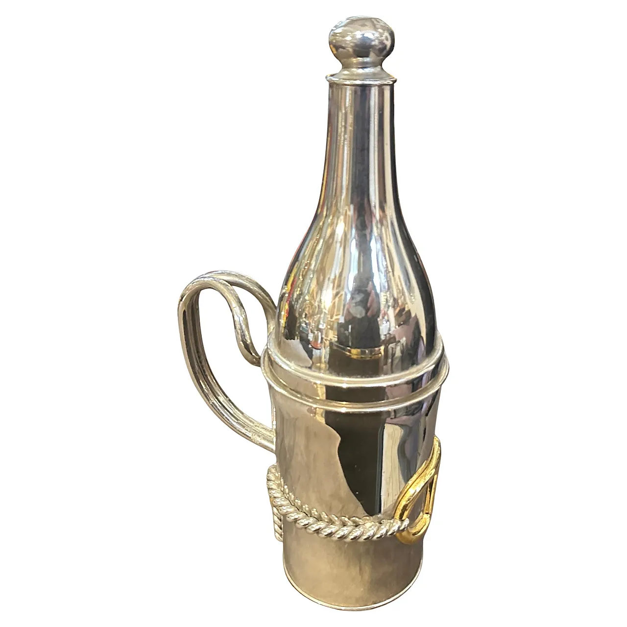 Bottiglia in argento e ottone di Gucci Firenze, anni '70 1