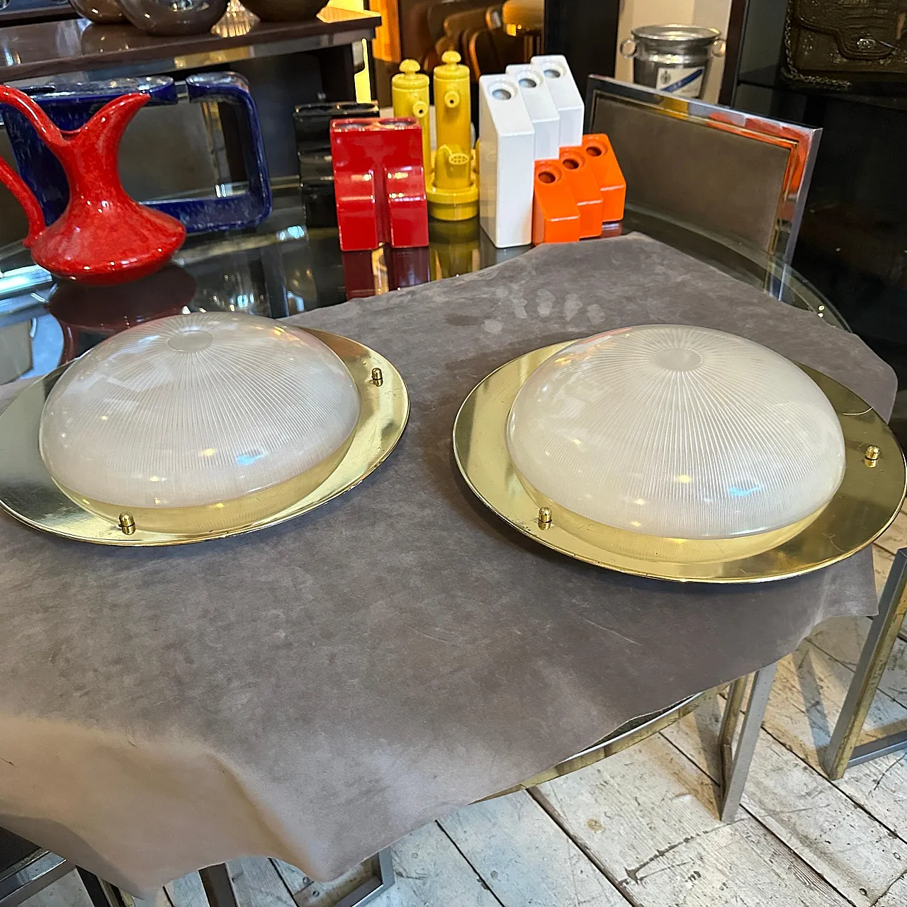 Coppia di plafoniere in stile Luigi Caccia Dominioni, anni '60 2