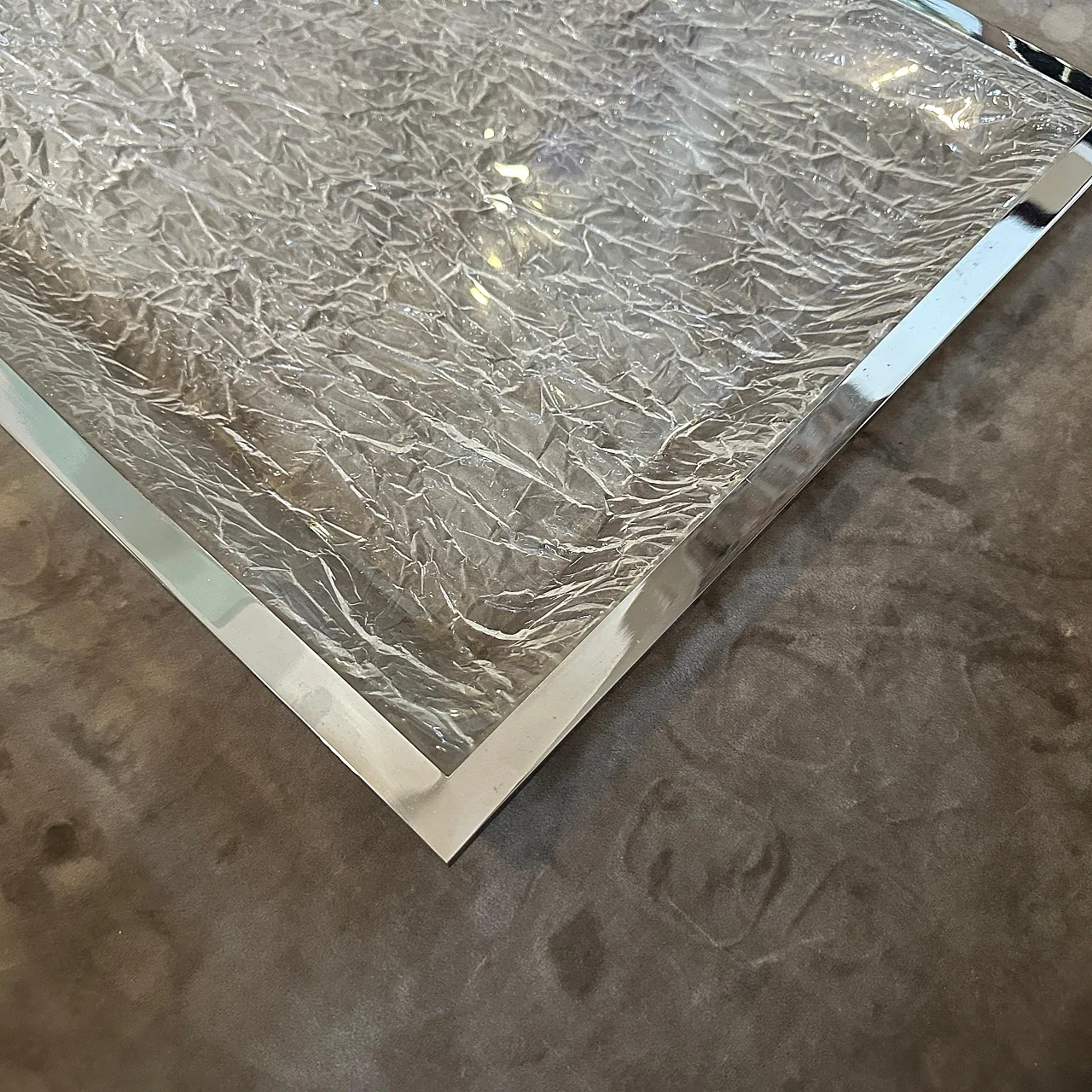 Vassoio in lucite e placcato argento di Ulderico Cavinato, anni '80 4