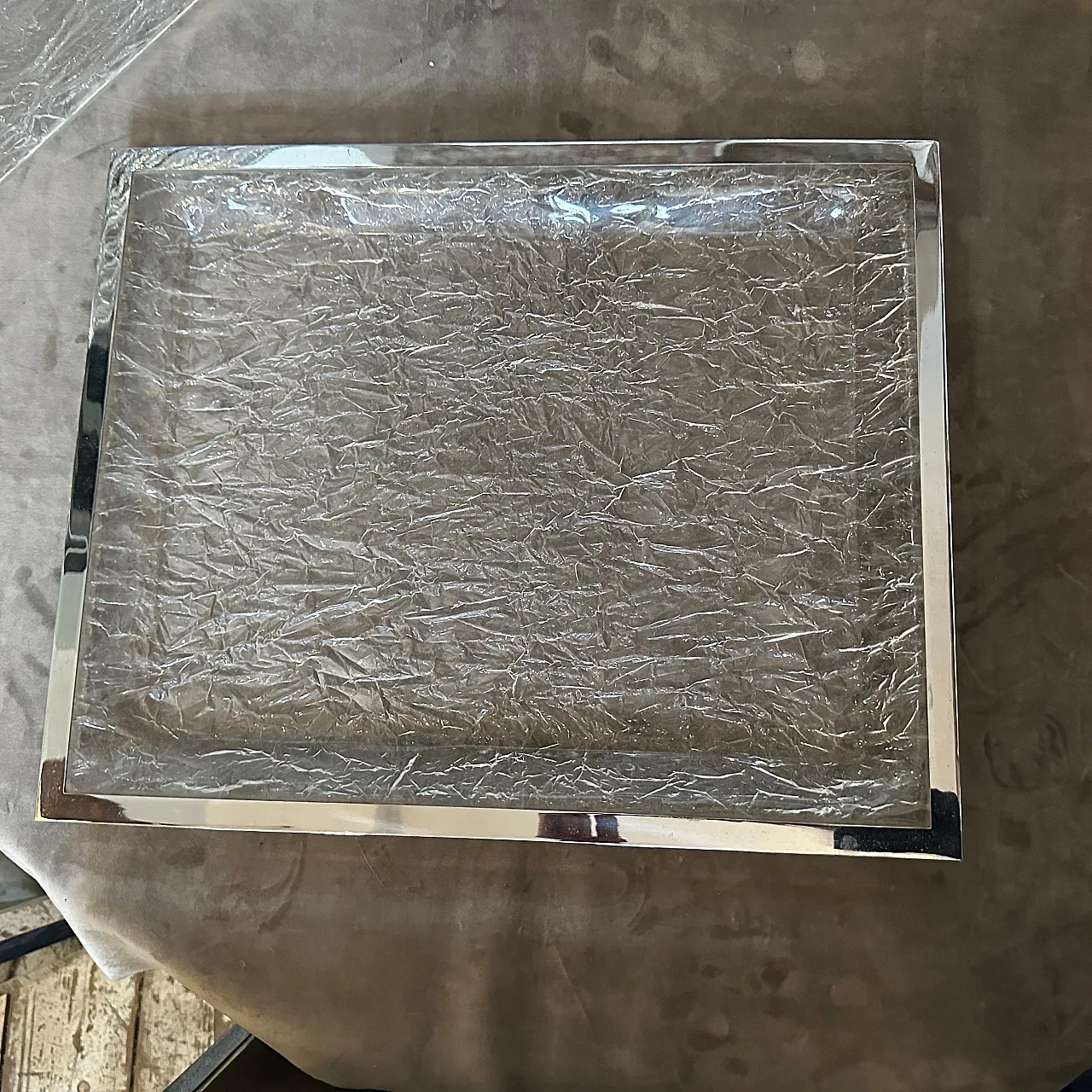 Vassoio in lucite e placcato argento di Ulderico Cavinato, anni '80 6