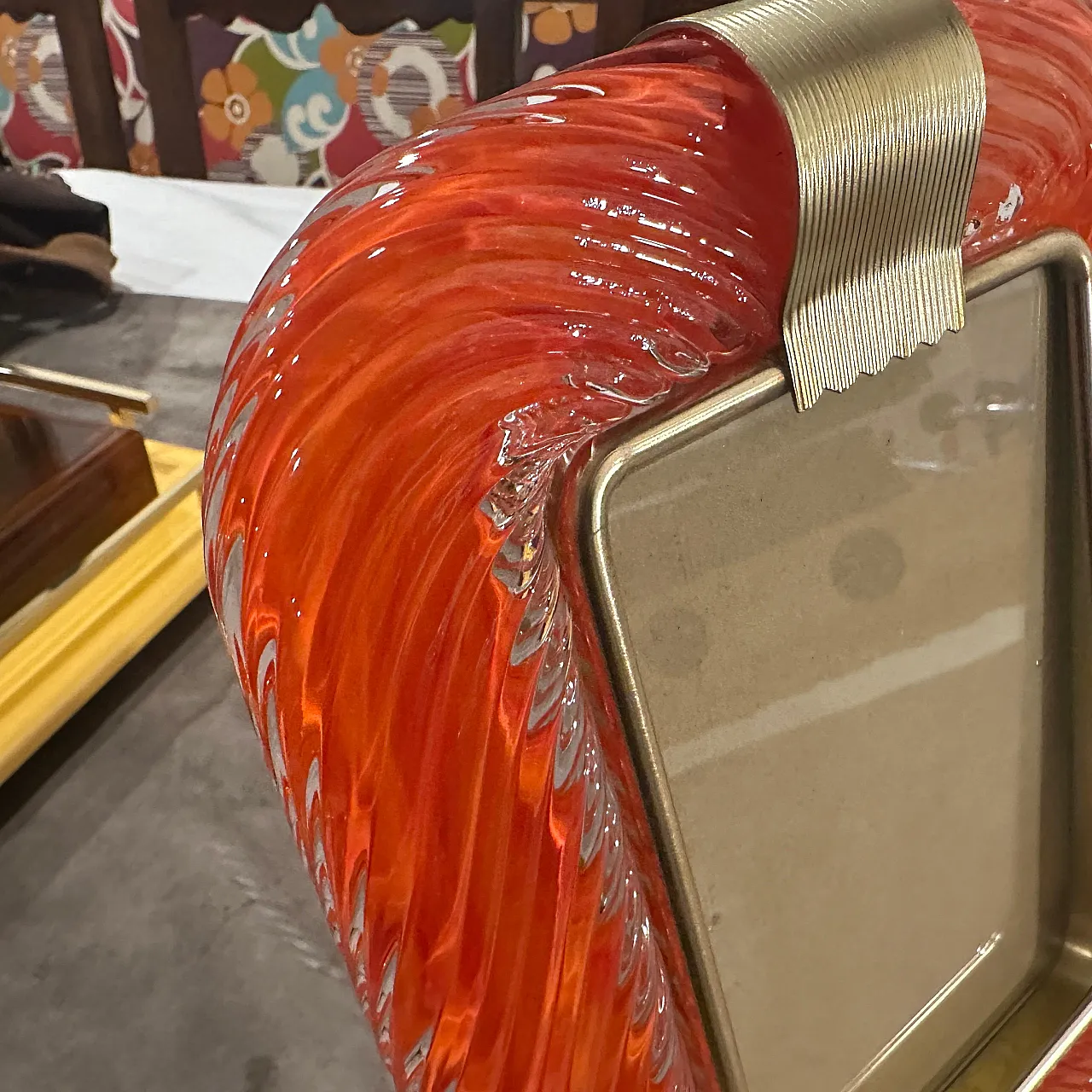 Murano glass and brass frame in Barovier style, 1990s 2
