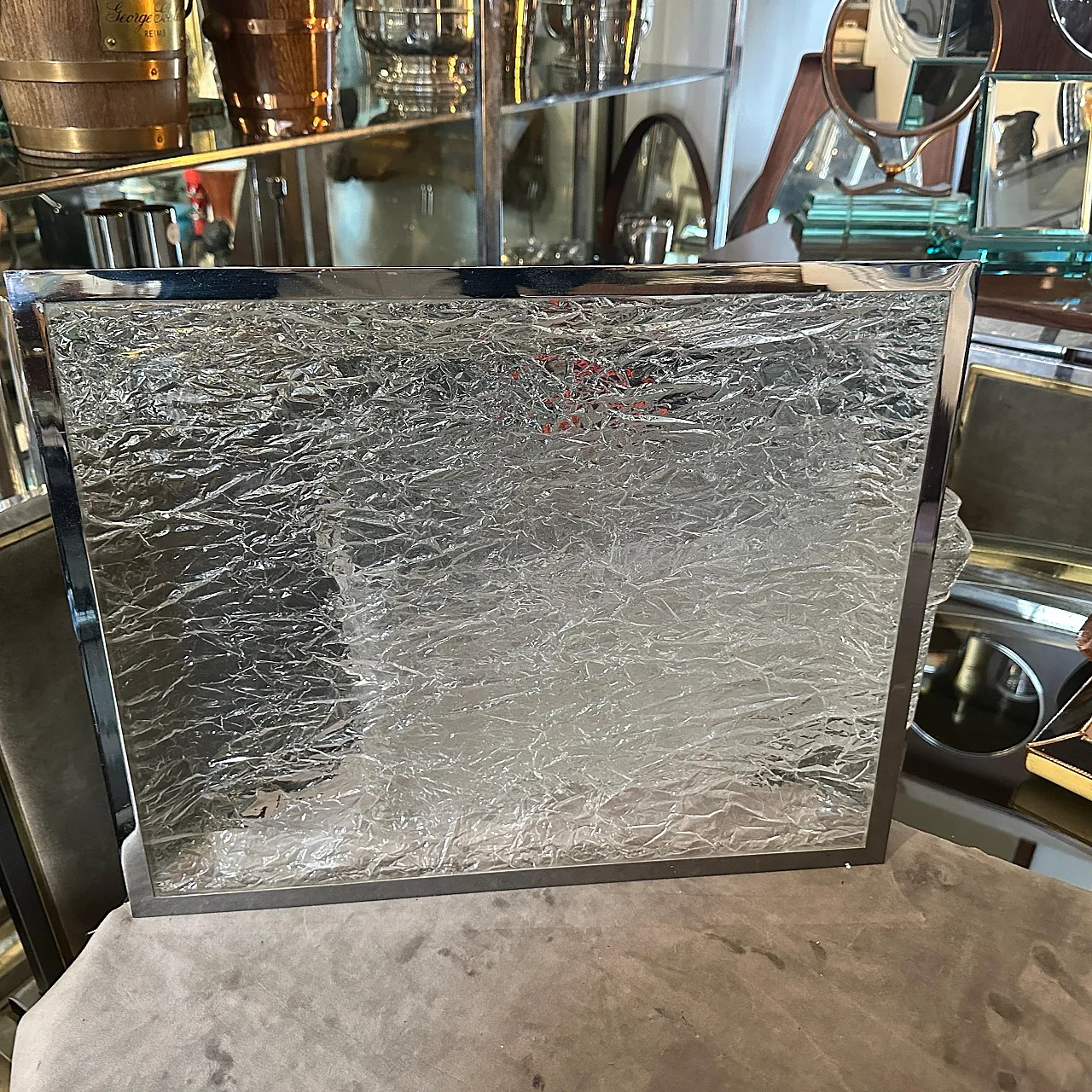 Vassoio in lucite e placcato argento di Ulderico Cavinato, anni '80 7