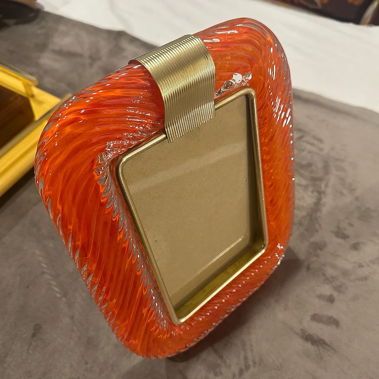 Murano glass and brass frame in Barovier style, 1990s 4