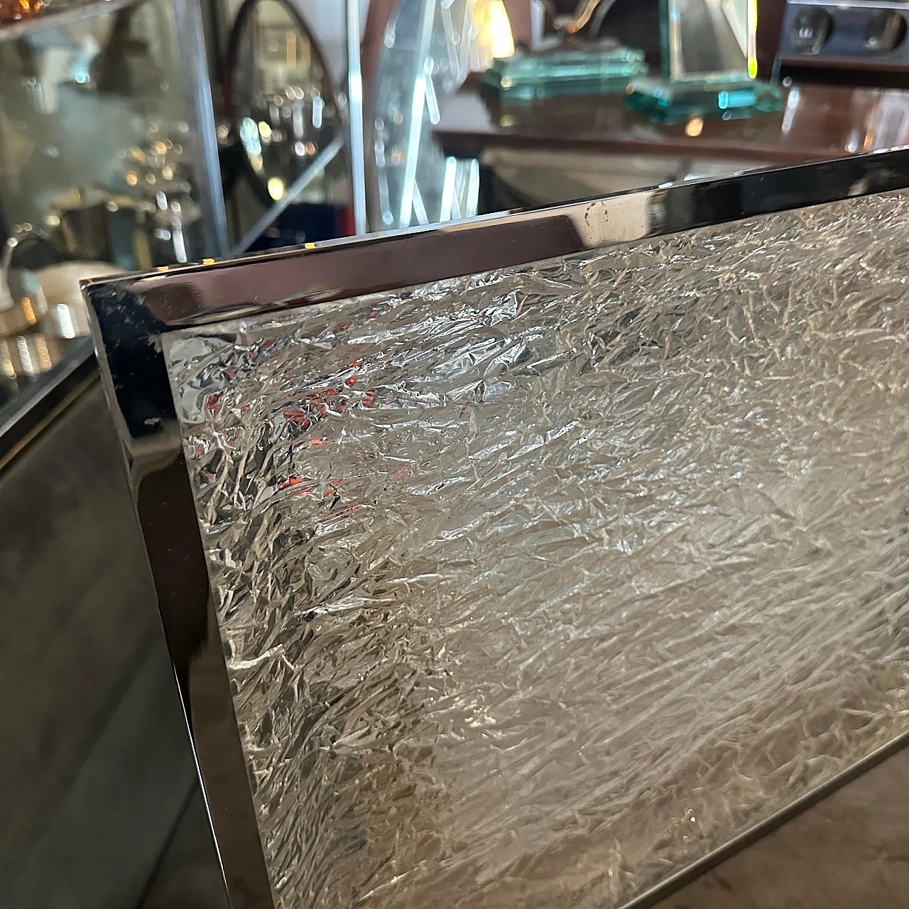 Vassoio in lucite e placcato argento di Ulderico Cavinato, anni '80 9