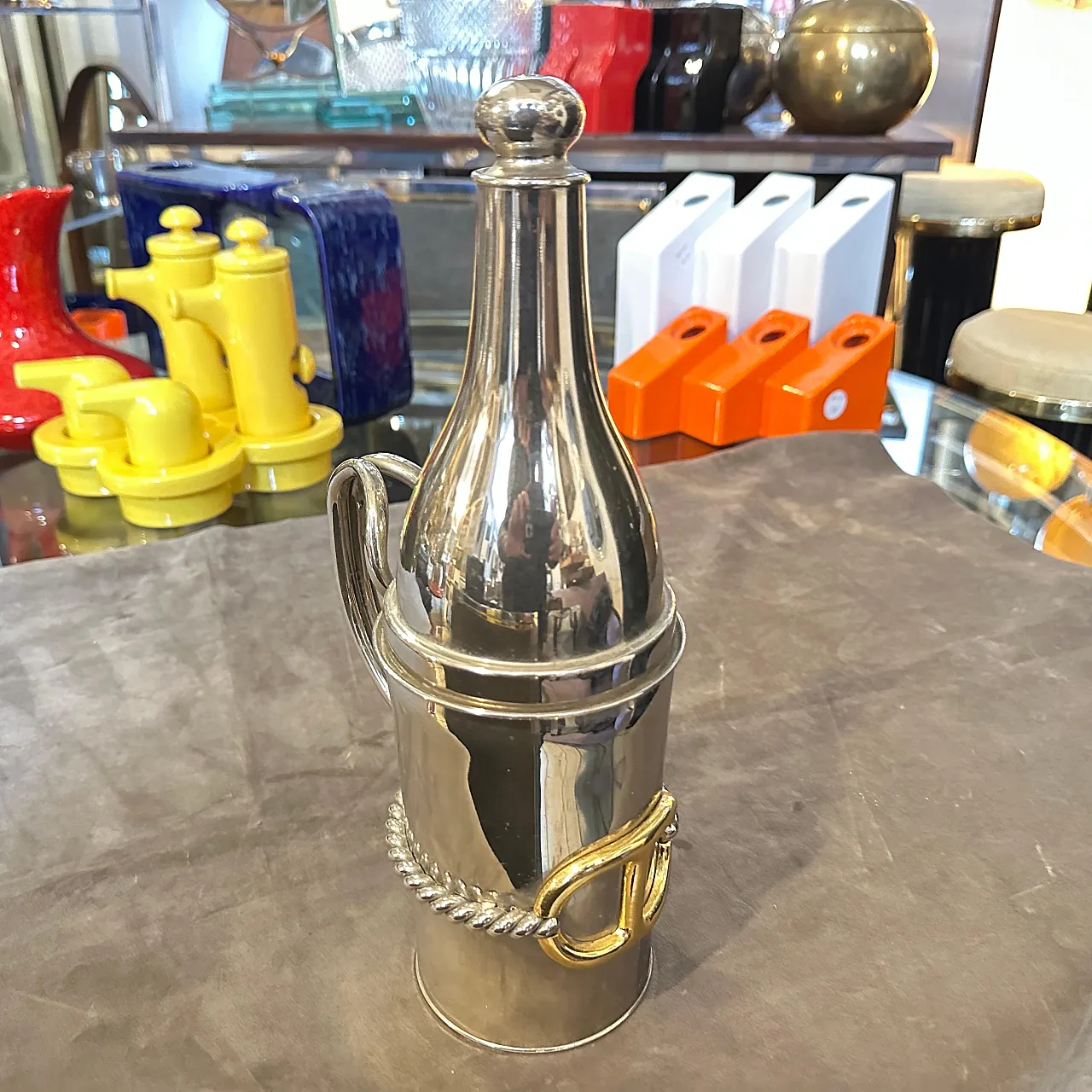 Bottiglia in argento e ottone di Gucci Firenze, anni '70 11