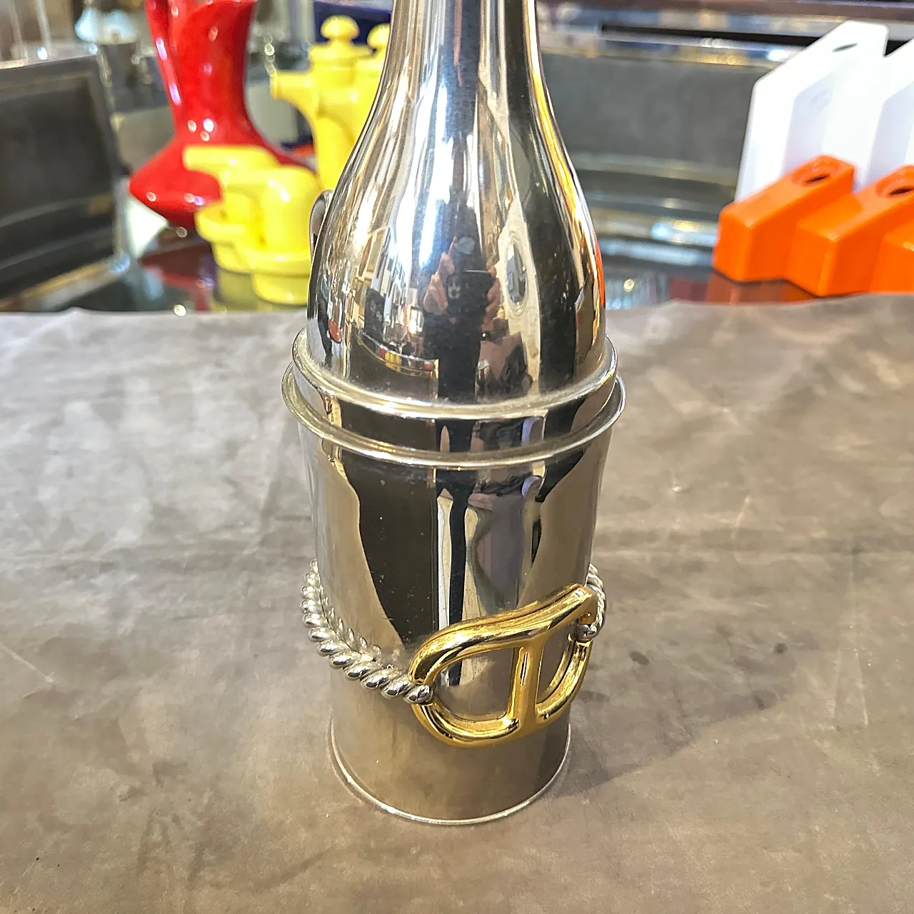 Bottiglia in argento e ottone di Gucci Firenze, anni '70 12