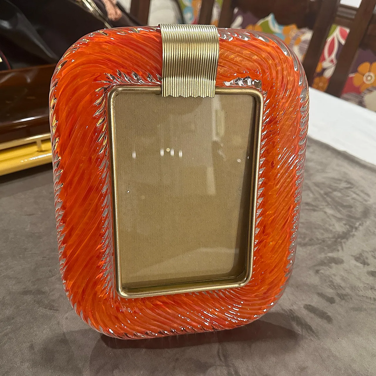 Murano glass and brass frame in Barovier style, 1990s 8