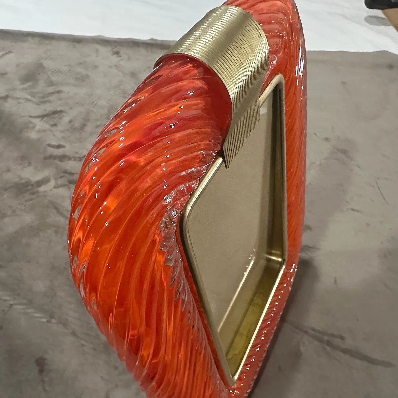 Murano glass and brass frame in Barovier style, 1990s 9