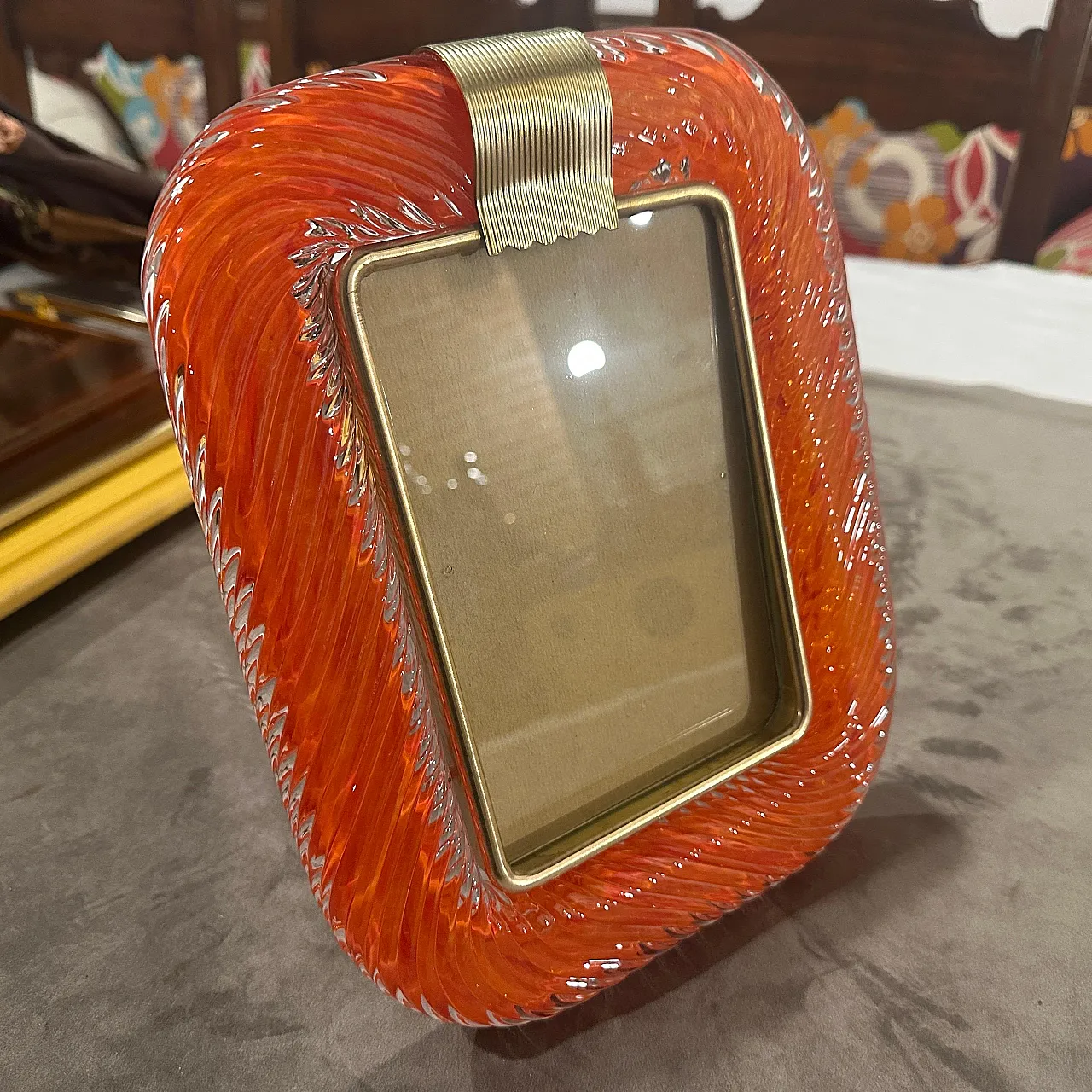 Murano glass and brass frame in Barovier style, 1990s 10
