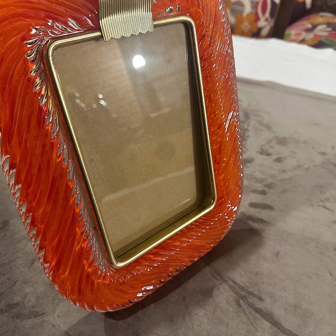 Murano glass and brass frame in Barovier style, 1990s 11