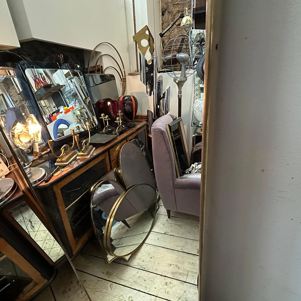 Specchio da parete in ottone in stile Gio Ponti, anni '50 15