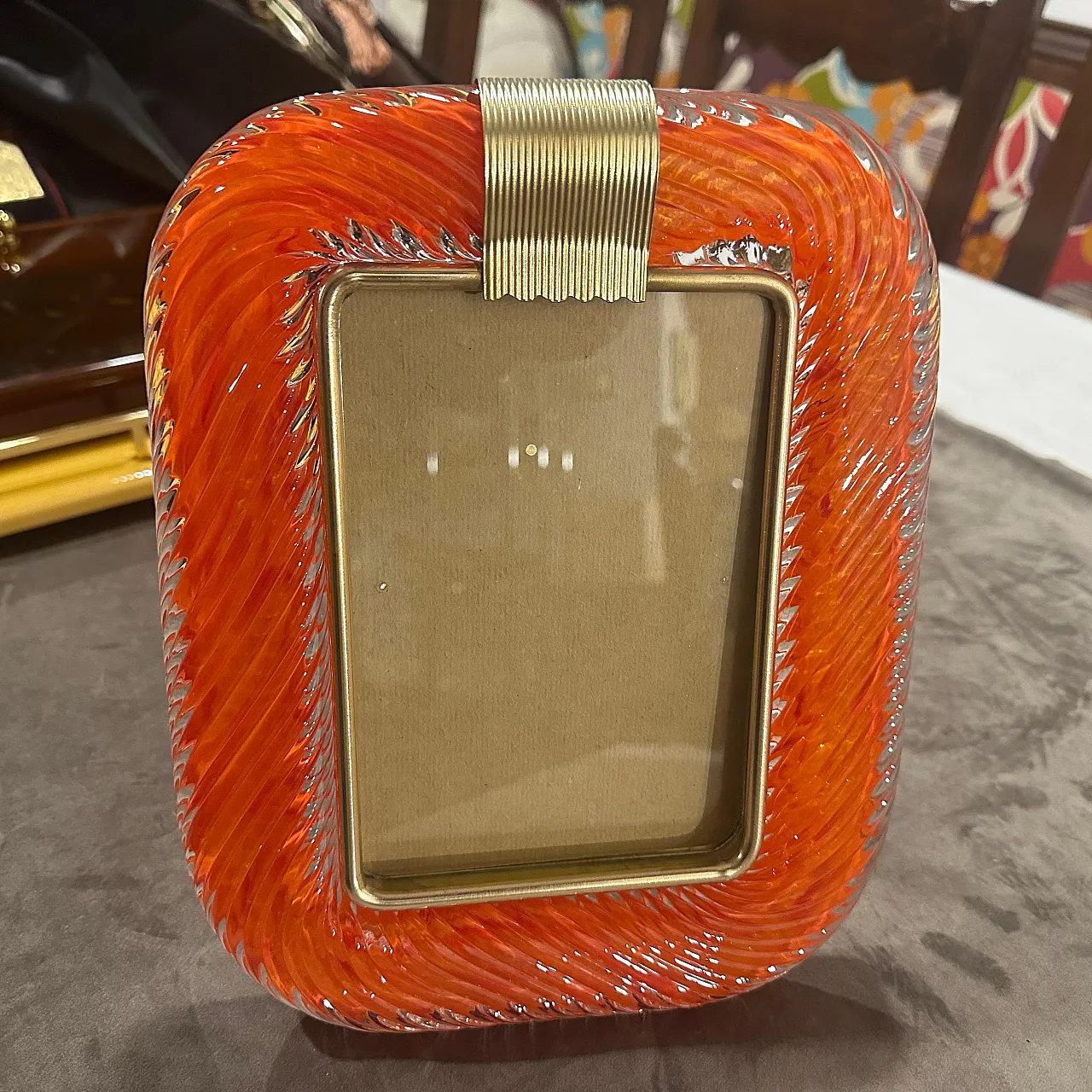 Murano glass and brass frame in Barovier style, 1990s 12