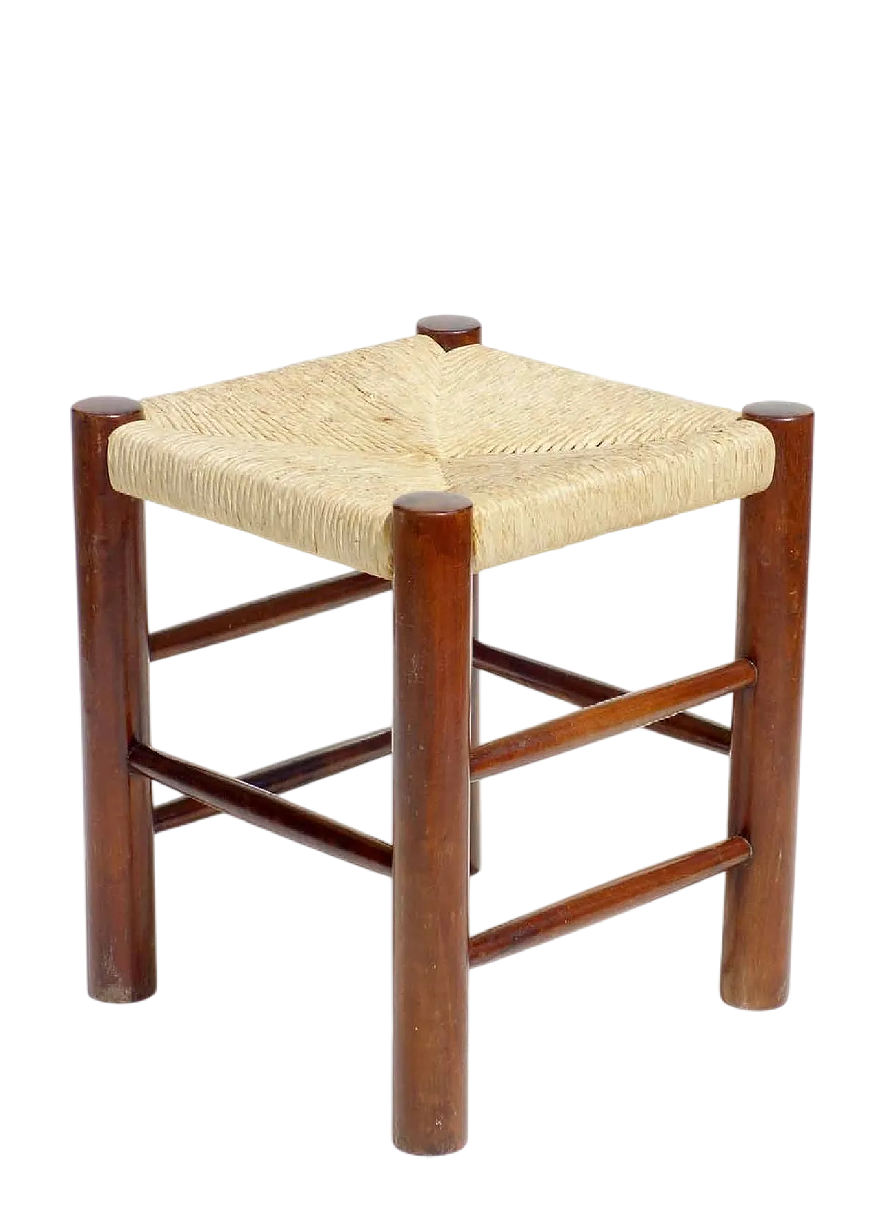 Sgabello Dordogne in vimini di Charlotte Perriand per Robert Sentou, anni '60 7