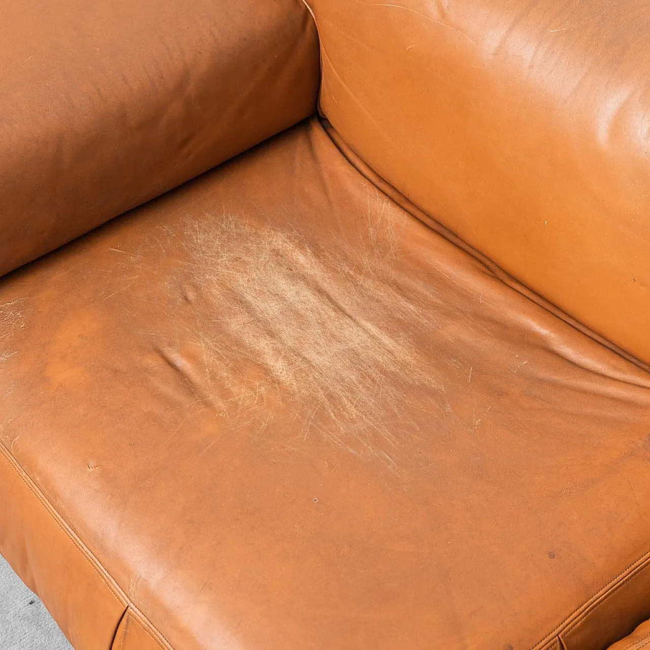 3 -seater modular sofa in brown leather, 70s 4
