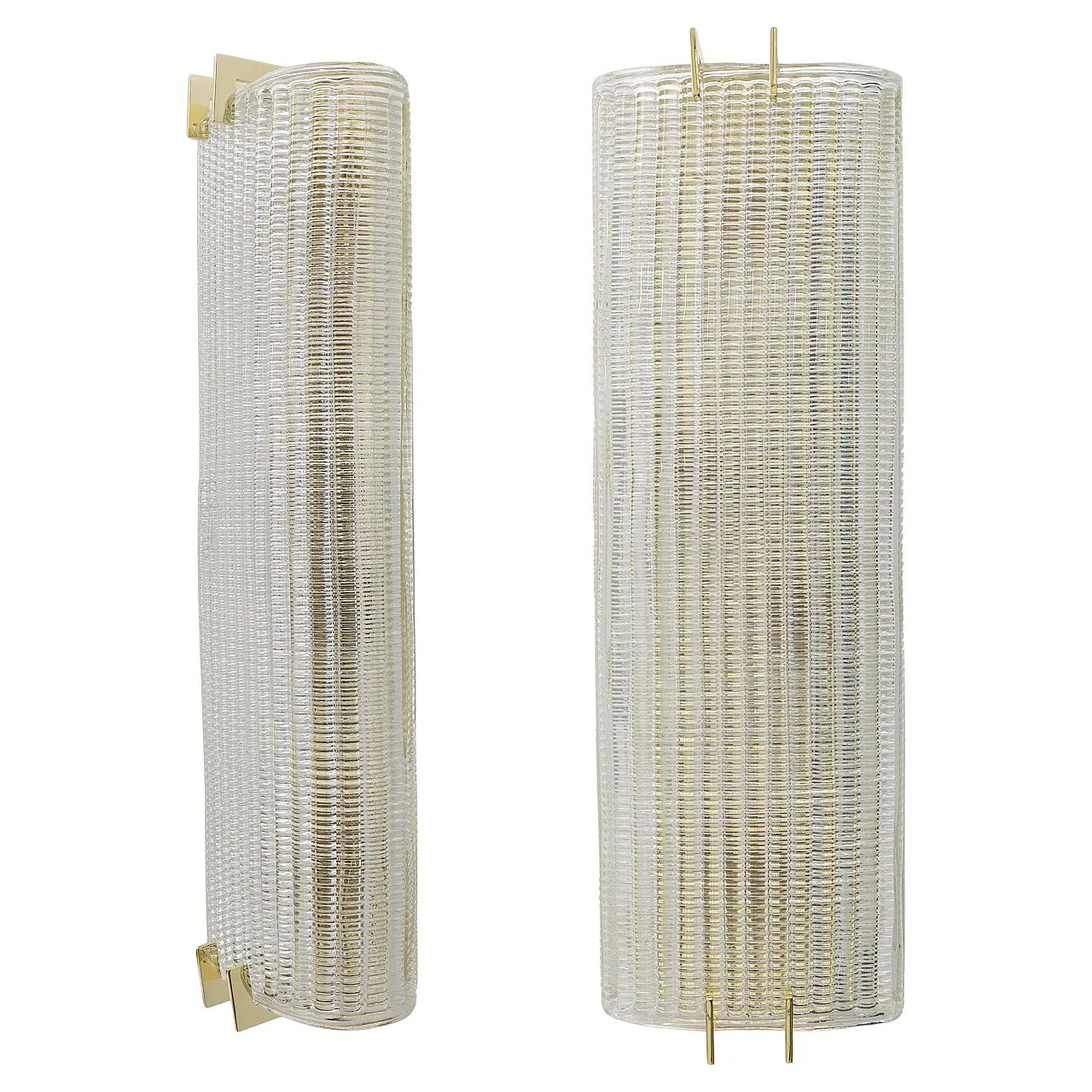 Pair of brass and Murano glass textured wall sconces, 2000s 1